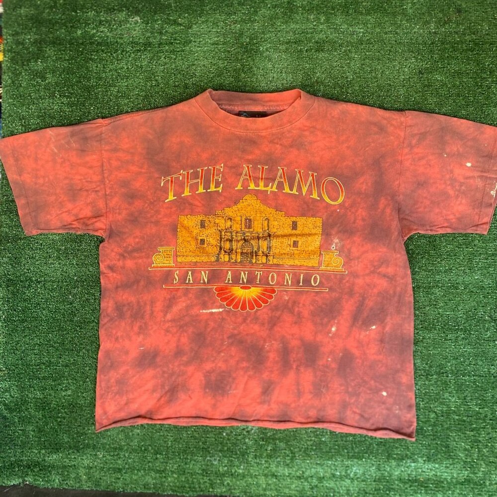Vintage 90s Alamo Texas T-Shirt Western Tie Dye Grunge Tee